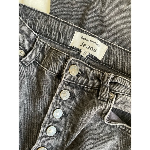 Reformation Cynthia Button Fly High Rise Straight Jeans in black size 25 - Picture 11 of 12